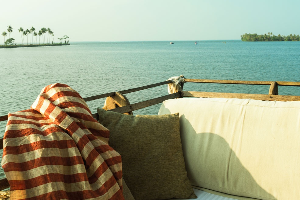 View from the Xandari houseboat to the backwaters of Alleppey;