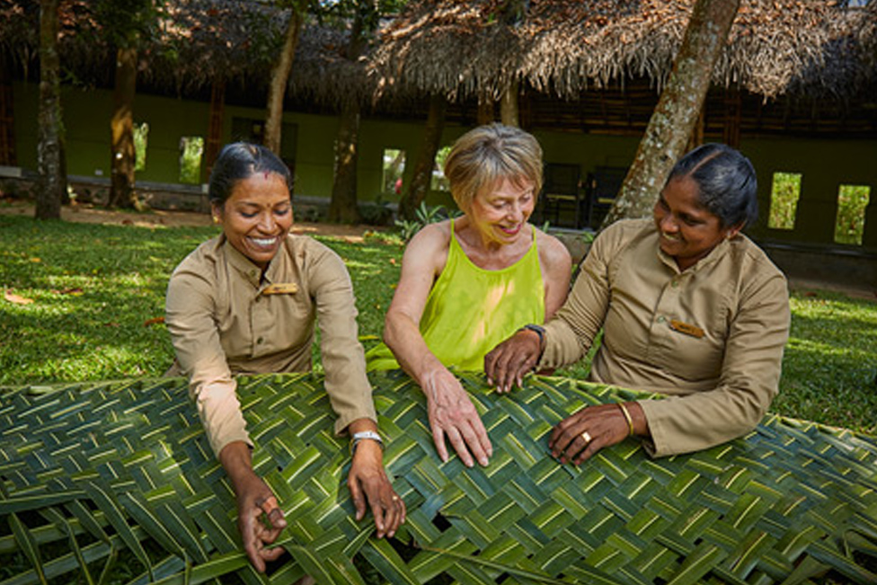 coconut leaf waeving activity at the xandari pearl