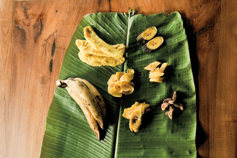 recipes with bananas on a banana leaf at xandari pearl