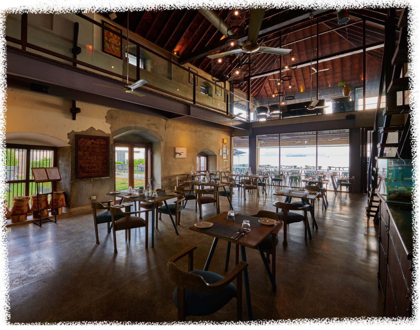 Restaurant interior at Xandari Fortkochi