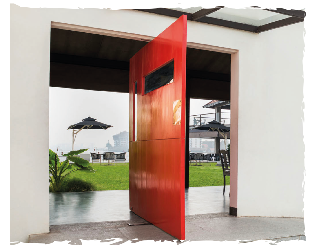 The entrance door to an award winning design hotel